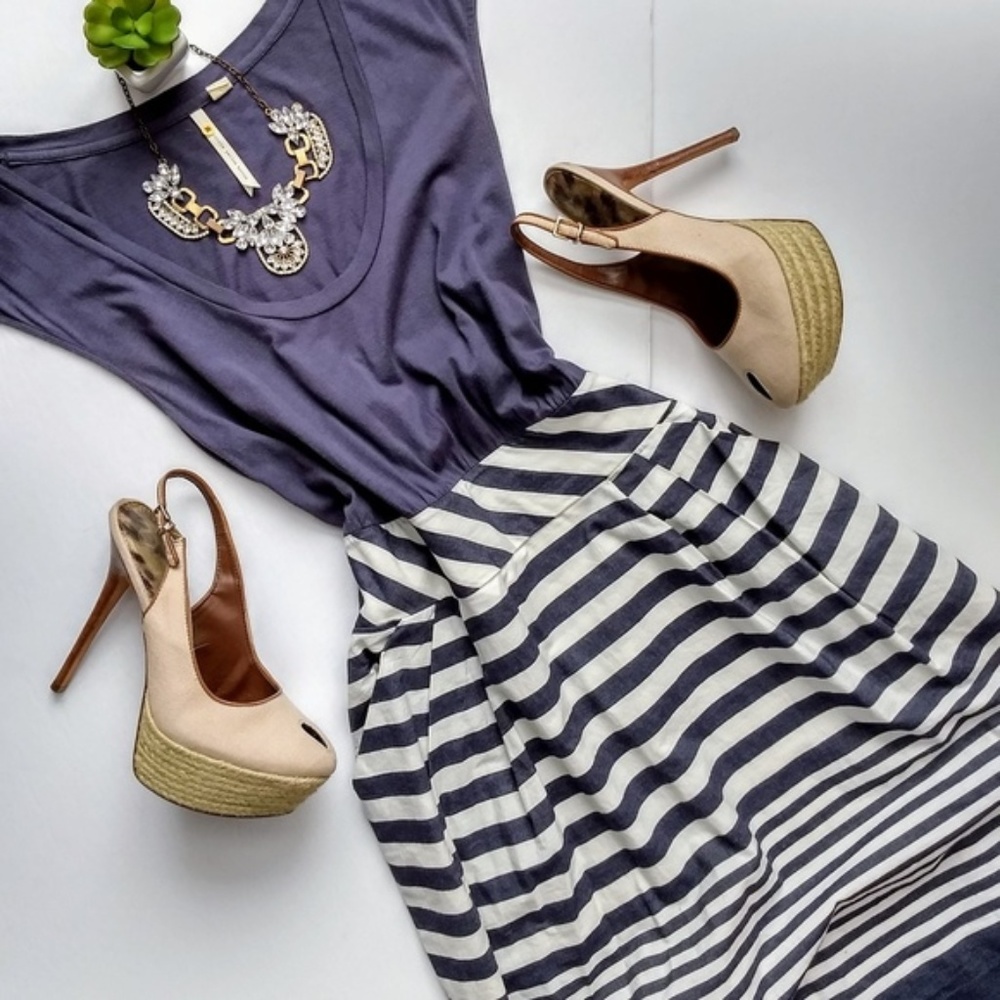 Anthropologie! Little Yellow Button Striped Dress